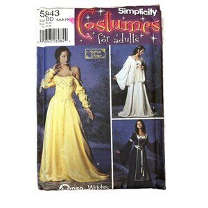 Simplicity 5843 Renaissance Fantasy Gowns Costume Pattern Misses Size 4-6-8-10